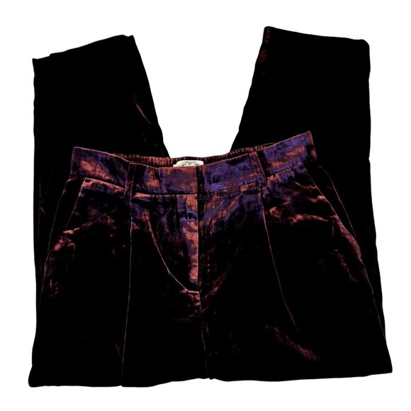 NWT LOFT Crushed Velvet Pleated Ankle Pants – Burgundy – Petite 6P - Picture 6 of 9